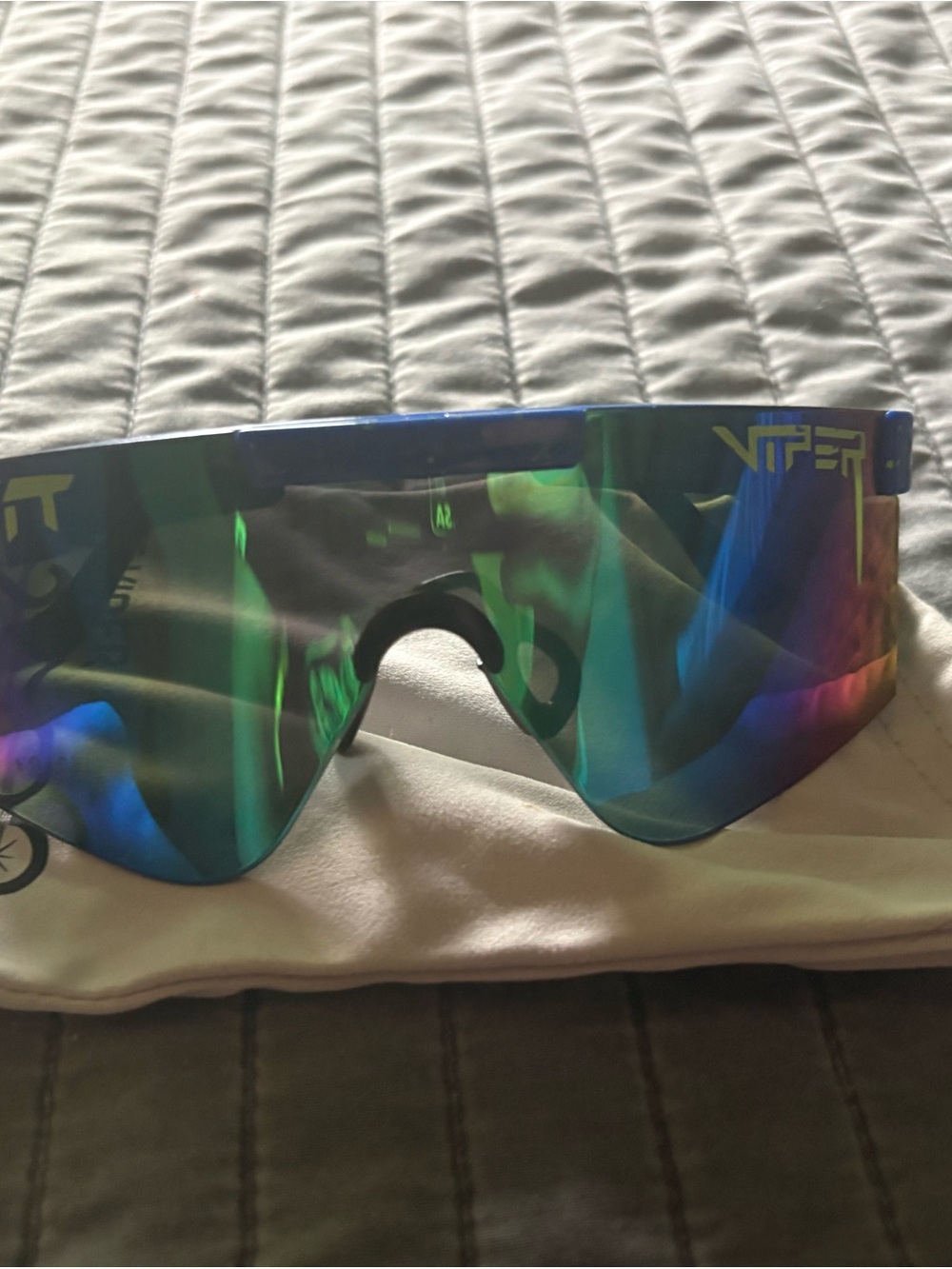Pit Viper Shield Sunglasses Green Blue Iridescent Lens